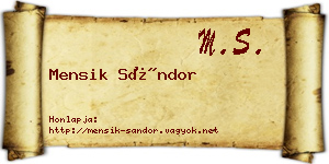 Mensik Sándor névjegykártya